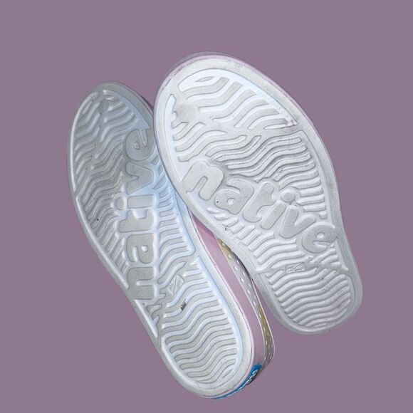 Native Shoes Shell White/Calm Pink/Calm Blob Jefferson Adult Slip-On Navy Sneake - Picture 6 of 8